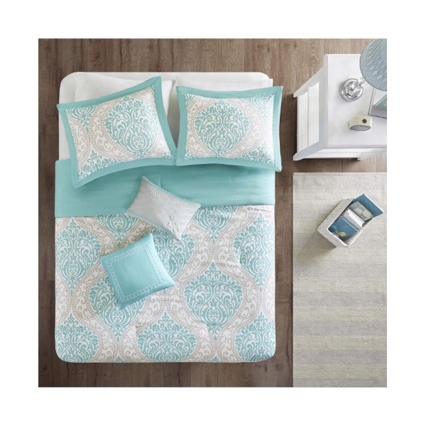 Damask Print Comforter Set