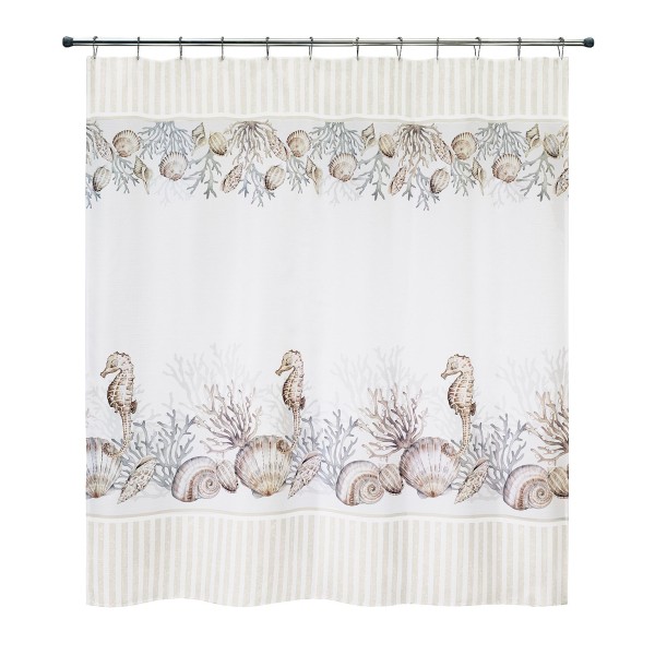 White Coral & Shells Printed Shower Curtain, 72