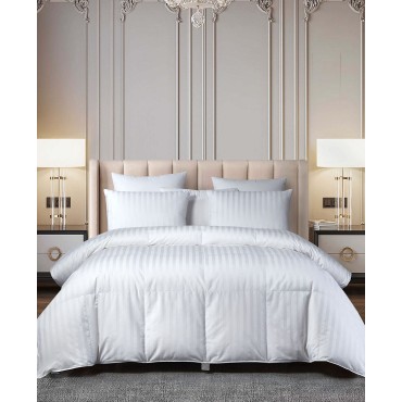 Goose Down All Season Damask Stripe Comforter, Twin
