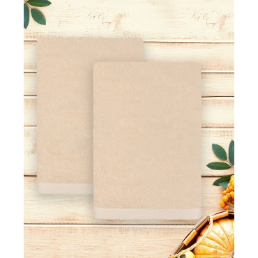 Autumn Embroidered Luxury 100% Cotton Hand Towels Set, 2 Piece