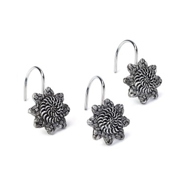 Braided Medallion Colorblocked 12-Pc. Shower Curtain Hooks