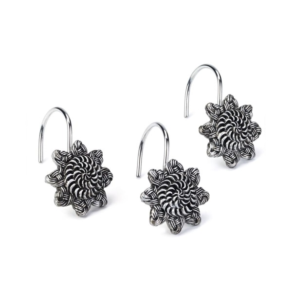 Braided Medallion Colorblocked 12-Pc. Shower Curtain Hooks