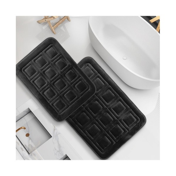 2 Piece Ultra Soft Non-Slip Plush Memory Foam Bath Rug Set