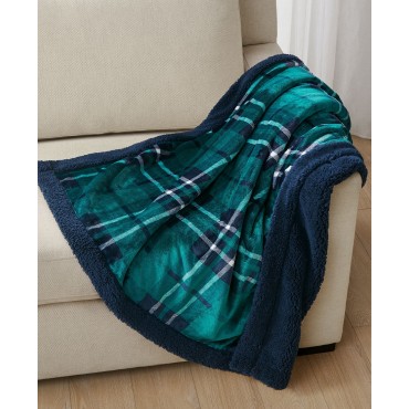 Plaid Plush Reversible Throw, 50