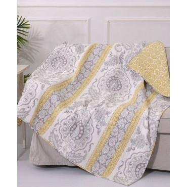 Damask Reversible Quilted Throw, 50