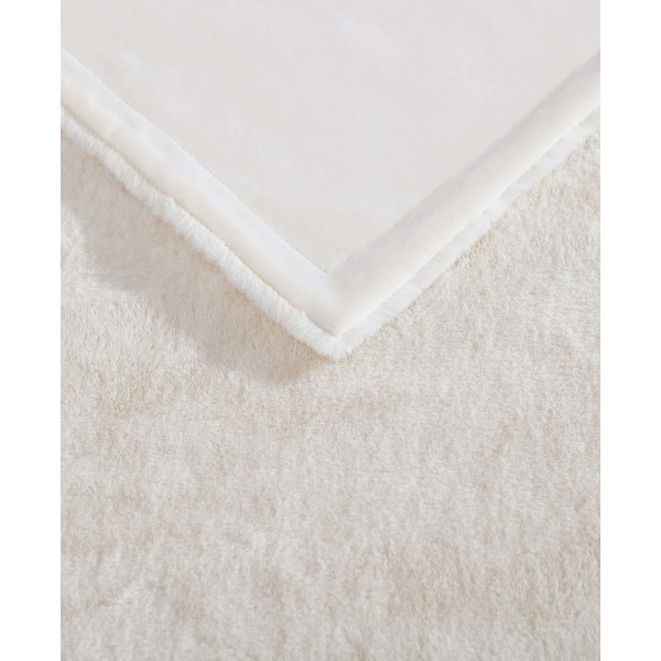 Solid Natural Faux Fur Reversible Throw, 60