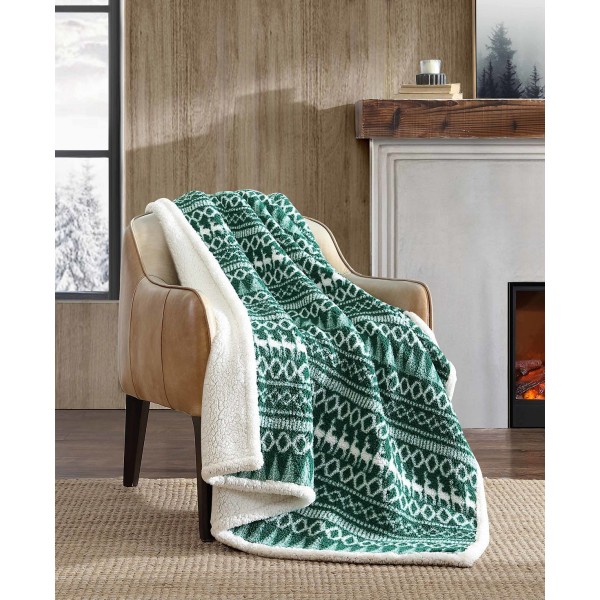 Faux Shearling Reversible Throw Blanket, 50