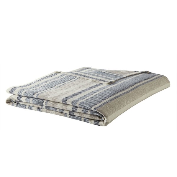 Herringbone Stripe Blue Twin Blanket