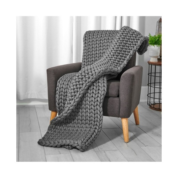 Chunky Knit Weighted Throw, 11.9 lbs, 48