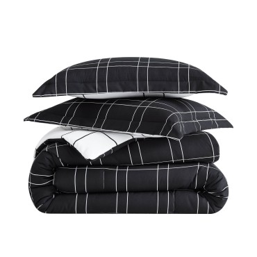 Grid Oversized 3 Piece Comforter Set, King