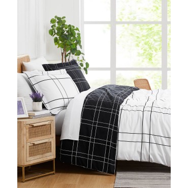 Grid Oversized 3 Piece Comforter Set, King